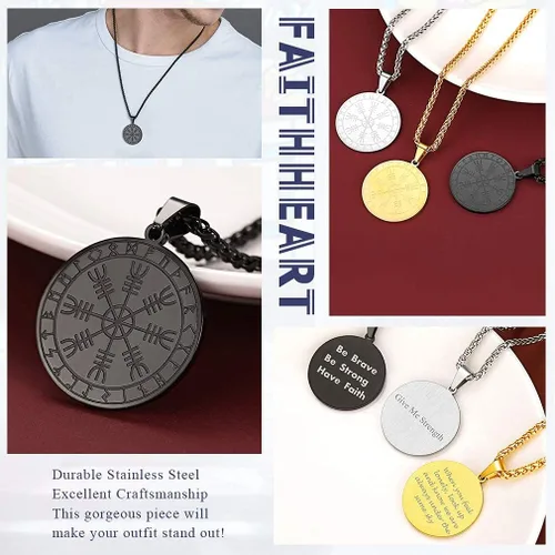 Vista 5 de FaithHeart Viking Thor's Hammer Talismán Collar para hombre, colgante de amuleto nórdico vintage de Mjolnir con cadena de trigo resistente, joyería