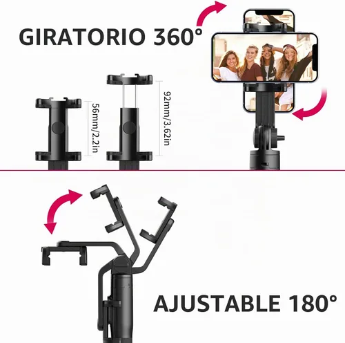 Vista 3 de ULANZI SK-03 Trípode selfie stick, trípode de 64" profesional y estable para teléfono inteligente/cámara de acción, soporte de teléfono extensible