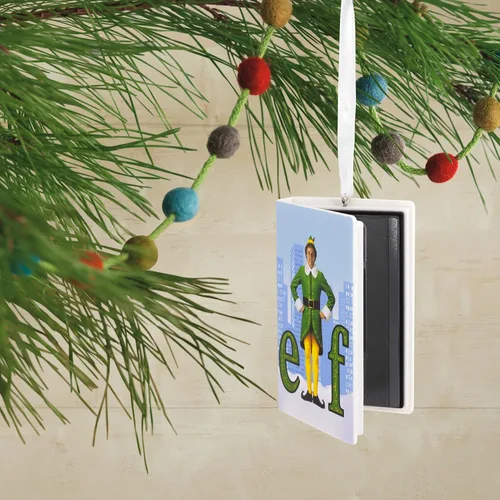 Vista 5 de Hallmark Adorno Navideño de Plástico Estuche de Casete de Video Retro de la Película Elf