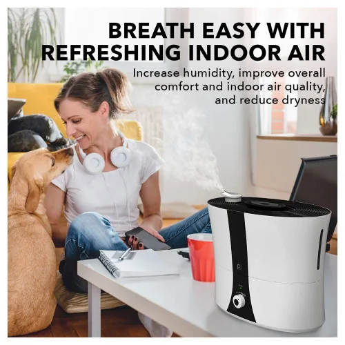 Vista 5 de Perfect Aire Humidificador ultrasónico de niebla fría de 1.4 galones, vaina de aceite esencial para aromaterapia, funcionamiento silencioso, apagado