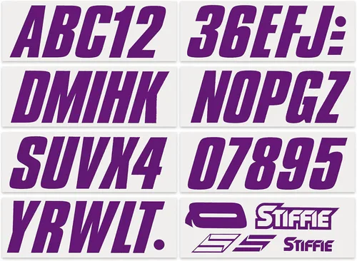 Vista 3 de STIFFIE Shift Purple 3" Boat & PWC Registration Decals • Etiquetas Adhesivas Letras Números