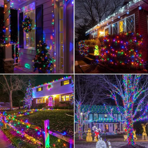 Vista 7 de 1000 luces LED de Navidad de 328 pies, luces de Navidad impermeables para exteriores con 8 modos y temporizador, luz de hadas enchufable para Varios