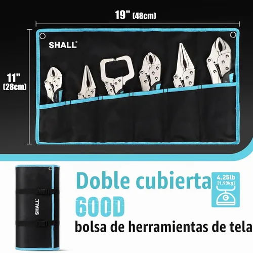 Vista 6 de SHALL Alicates de bloqueo de 6 piezas, juego de alicates Vice Grips, alicates de bloqueo de mandíbula curva de 5", 7" y 10", alicates de bloqueo
