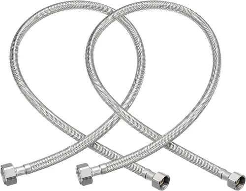 Vista 9 de uxcell Conector de línea de suministro de grifo de 32 pulgadas, rosca de compresión hembra G 3/8 x G 1/2 rosca recta hembra manguera de suministro