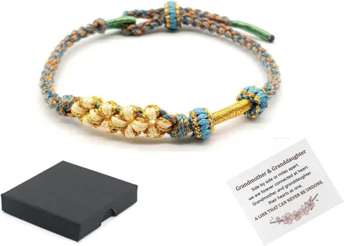 Vista 17 de Pulsera de nudo de cereza con texto en inglés «To My Granddaughter A Link That Can Never Be Undone», pulsera para nieta de la abuela, ajustable
