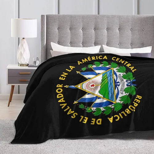 Vista 4 de Manta de microfibra suave y acogedora con bandera de El Salvador de 80 x 60 pulgadas para sofá y dormitorio