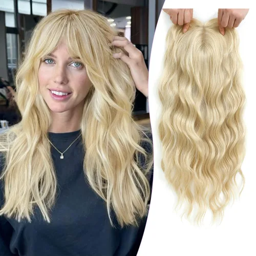 Vista 8 de PANEWAY Toppers de pelo de 7 x 7 pulgadas para mujeres con cabello fino, pelucas de 20 pulgadas para mujer, 1B