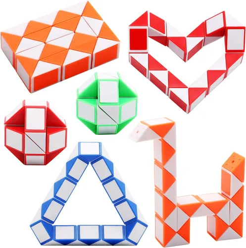 Vista 3 de Yeetec Paquete de 30 cubos mágicos de velocidad de 24 bloques, mini cubo de serpiente, mini cubo de rompecabezas de plástico para niños, rellenos