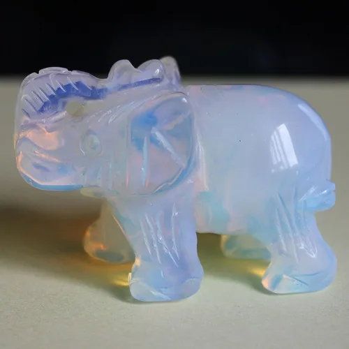 Vista 9 de Figura de elefante de cristal tallada a mano de 1.5 pulgadas para decoración del hogar (cuarzo blanco)
