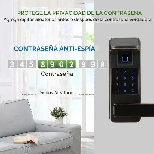 Vista 5 de Cerradura inteligente para puerta, resistente 5 en 1, cerradura de puerta de entrada sin llave, bloqueo de teclado digital con control completo