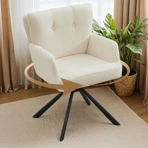 Vista 14 de WUTUTUEE Silla de comedor de piel sintética, moderna, cómoda, giratoria, silla de comedor tapizada con respaldo medio, silla de escritorio sin