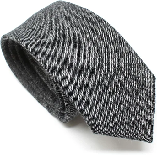 Vista 48 de Corbata delgada de algodón cambray para hombre, estilo desgastado texturizado - 2 1/2 pulgadas de ancho