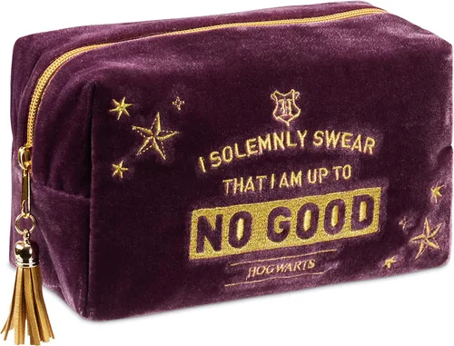 Vista 8 de Harry Potter Regalos para mujeres, bolsa de maquillaje de terciopelo, bolsa de cosméticos, organizador de viaje, pequeña bolsa de aseo para Negro