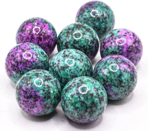 Vista 2 de HQRP 0.984 in Rubí rojo púrpura en esfera de zoisita verde pulido piedra preciosa natural cristal mineral UV reactivo coleccionable bola - China