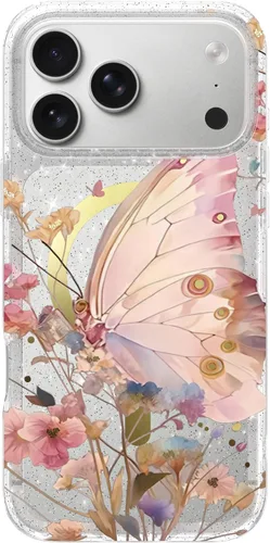 Vista 11 de LONLI Hue - para iPhone 15 Pro Max [Compatible con Magsafe] - Funda de teléfono floral dorada - [Amortiguador de 360°] - Funda de teléfono linda