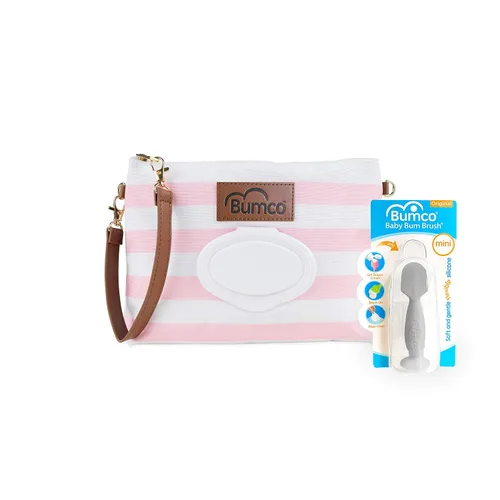Vista 15 de Bumco - Bolsa de mano para pañales – Dispensador de toallitas portátil y soporte para pañales, estuche hermético de viaje para toallitas para bebés