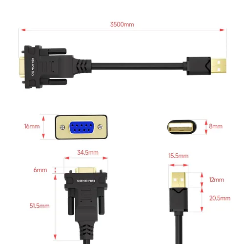 Vista 7 de Adaptador USB a RS232 de 12 pies con chipset FT232RL, cable serie USB 2.0 hembra compatible con Windows 11,10, 8, 7, Vista, XP, 2000, Linux y Mac