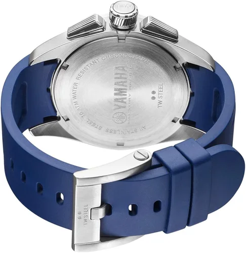 Vista 4 de TW Steel Yamaha Factory Racing Unisex Quartz Watch with Black Dial Chronograph Display and Black Rubber Strap
