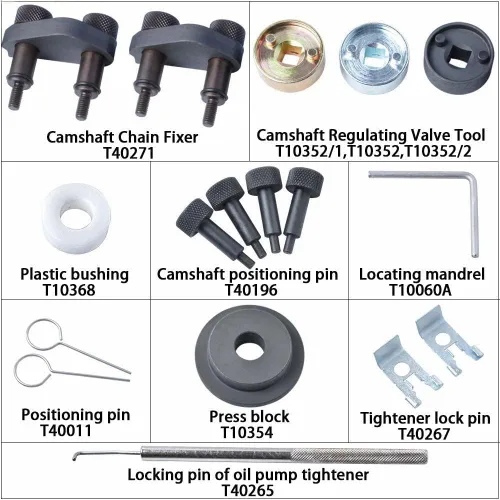 Vista 3 de YSIL Kit de herramientas de sincronización del motor compatible con VAG VW Skoda EA888 1.8 2.0TSI TFSI árbol de levas sincronización del cigüeñal 22