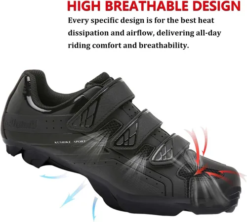 Vista 2 de Zapatos de ciclismo unisex compatibles con Pelaton para interiores, zapatos de bicicleta de carretera, zapatos de bicicleta de montaña para hombres