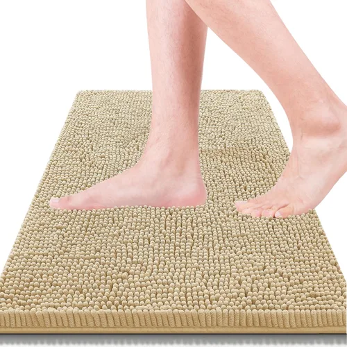 Vista 22 de Alfombras de baño de 47 x 17 pulgadas, súper absorbentes, suaves, gruesas, lavables a máquina, tapete de baño de felpilla antideslizante, tapete