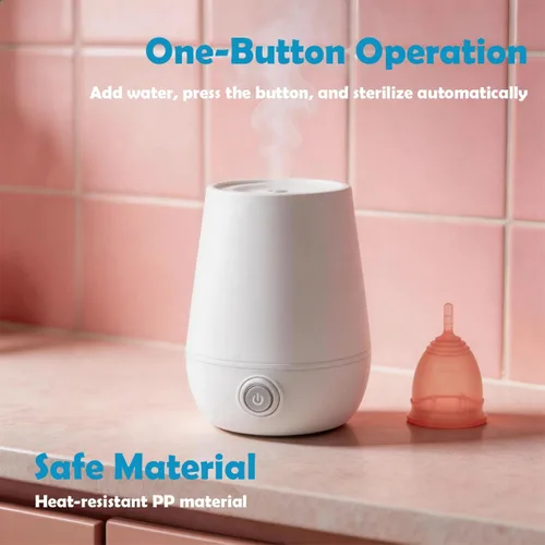 Vista 2 de Vaporizador esterilizador de copa menstrual, 3 en 1 para limpia, seca y almacena tu taza de menstruación, sin fugas, 99.9% limpio, adecuado