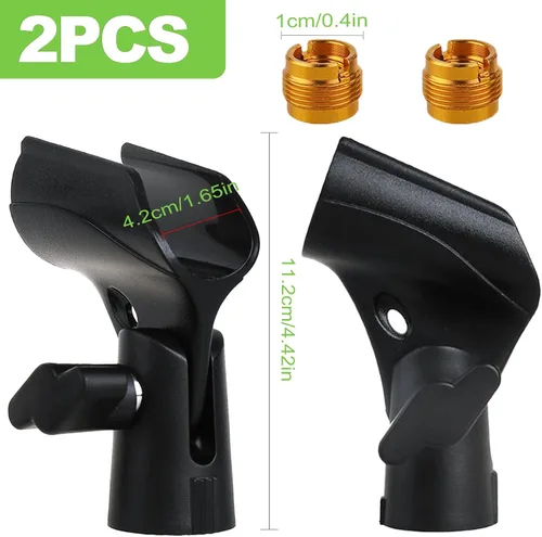 Vista 2 de Juego de 2 clips de micrófono ajustables universales, soporte de micrófono con adaptador de tornillo de 5/8 a 3/8 pulgadas para soporte, clips