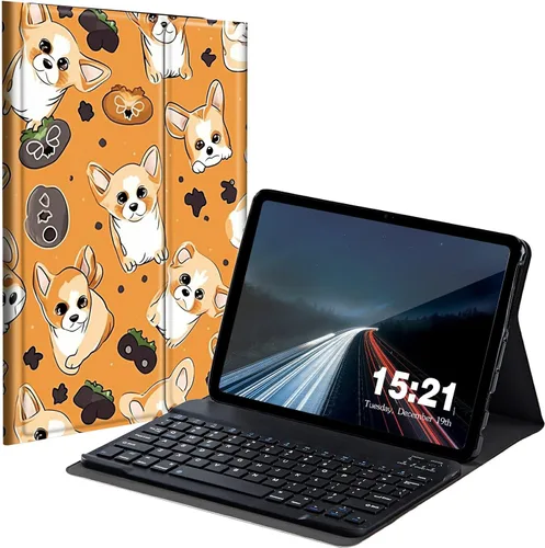 Vista 18 de Funda de teclado para Samsung Galaxy Tab S6 Lite 2022/2020, Galaxy Tab S6 Lite SM-P610/P613/P615/P619 con teclado Bluetooth inalámbrico desmontable