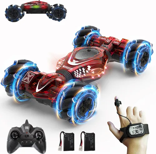 Vista 15 de Coches RC, juguetes de coche de acrobacias con detección de gestos 1:12 para niños de 6 a 12 años, juguete de control remoto a mano 4WD con rotación