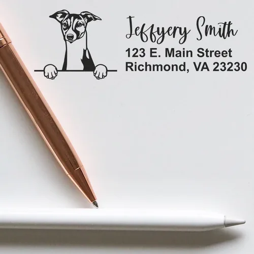 Vista 24 de American Bulldog Stamp Duo, Custom Return Address for Dog Lovers, Personalized Mail Mark for Letters and Cards