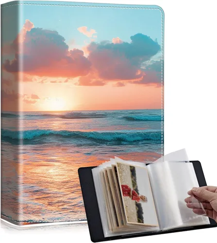 Vista 42 de Lindos álbumes de fotos de 4x6 pulgadas con 60 bolsillos y capacidad para 120 fotos con fuerte banda elástica, libres de ácido, a prueba de humedad
