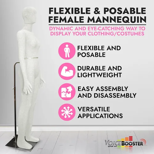 Vista 2 de Maniquí femenino, flexible y flexible de tamaño completo, suave, beige, por TK Products, ideal para disfraces