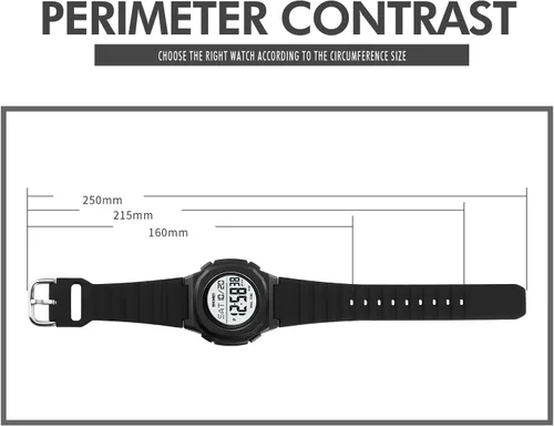 Vista 8 de CakCity Reloj digital para hombre, impermeable, reloj deportivo con cronómetro, cuenta regresiva, doble hora, cuadrado, relojes digitales unisex