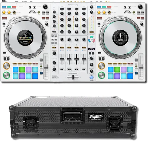 Vista 10 de Pioneer DDJ-FLX10 Controlador de DJ de 4 cubiertas (blanco) y Headliner HL10010 Funda de vuelo con plataforma para portátil