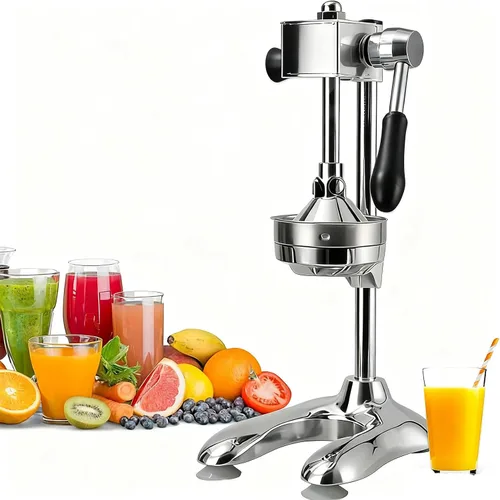 Vista 9 de Exprimidor de naranja de hierro fundido de cocina, máquina exprimidora de prensa manual, con base en forma de U manual, placa de presión grande