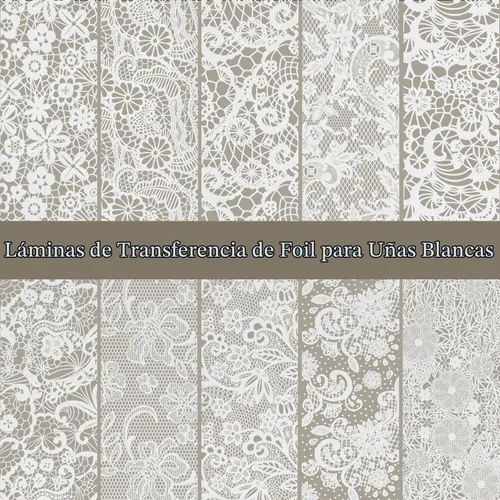 Vista 6 de JODSONE 20 rollos de láminas de encaje para uñas, hojas de transferencia de arte de uñas de encaje blanco y negro, se deben utilizar con pegamento
