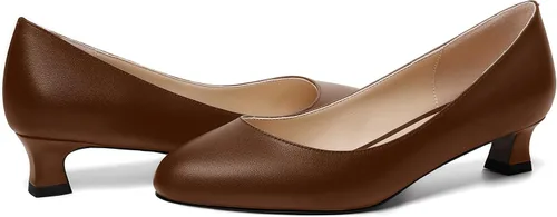 Vista 6 de Zapatos de tacón bajo con punta redonda para mujer, sin cordones, mate, 1.5 pulgadas