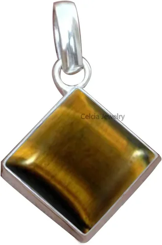 Vista 9 de Colgante de plata de ley 925 maciza para hombres y mujeres, auténtico ónix negro plano, cuadrado, colgante único hecho a mano para ella y él
