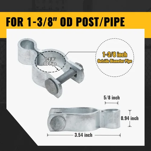 Vista 3 de VIVIDA Bisagra de puerta hembra de enlace de cadena de 1-3/8", bisagra de poste de puerta galvanizada, para poste de diámetro exterior de 1-3/8