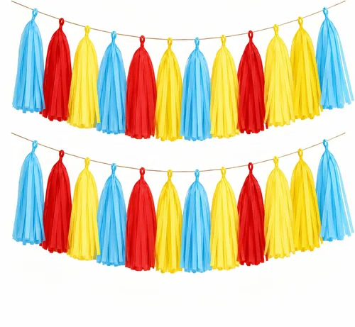 Vista 11 de Green Brown White Tissue Paper Tassel Garland, 15PCS Banner Green Coffee Brown