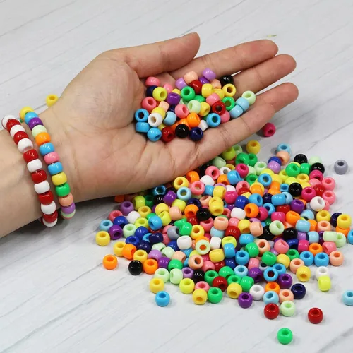 Vista 4 de Cuentas de poni mixtas de colores para hacer pulseras de amistad, tamaño 0.236x0.354 in, 1000pcs