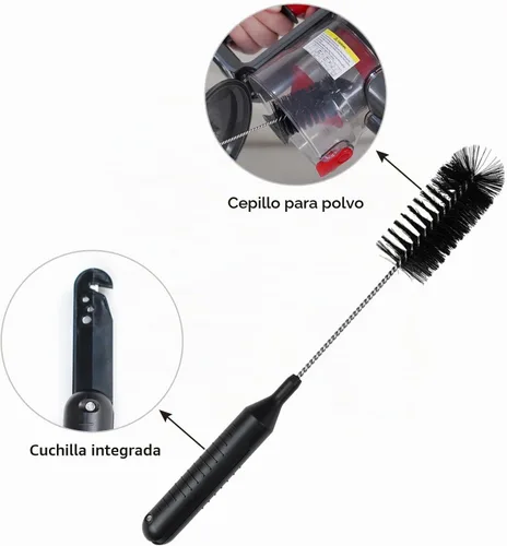 Vista 3 de Intercleaner 2 cepillos de limpieza para aspiradora, herramienta de limpieza 2 en 1 de 11.02 pulgadas, cabello limpio con un cortador, adecuado