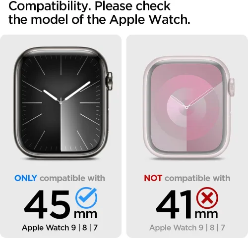 Vista 2 de Spigen Thin Fit Diseñado para Apple Watch Case Series 9/8/7 45mm Funda ligera de PC rígida - Negro