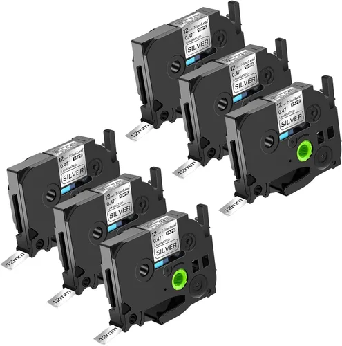 Vista 25 de NineLeaf Paquete de 6 cintas de etiquetas compatibles con Brother TZ TZe TZe-531 TZe531 TZ-531 TZ531 0.472 in 1/2 pulgadas, negro sobre azul
