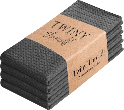 Vista 79 de TWINY threads Juego de toallas de cocina con diseño de diamante, 100% algodón, trapos grandes y trapos de lavado, absorbentes de secado rápido