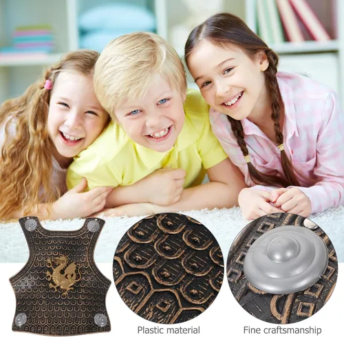 Vista 4 de TOYANDONA Escudo infantil de juguete medieval escudo para niños, juguetes para niños, 2 piezas, soldado, juego de rol, disfraz retro