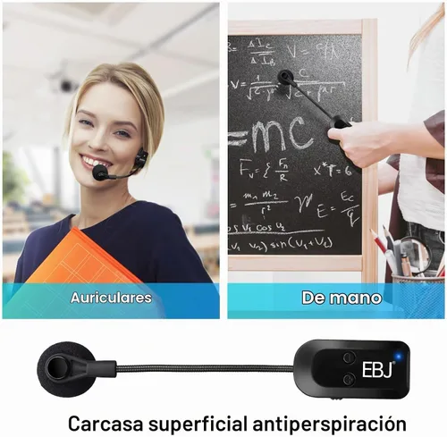 Vista 7 de EBJ Micrófono de auriculares inalámbricos 2.4G y micrófono de mano 2 en 1, transmisión estable de 98.4 ft, carga USB dual tipo C, compatible