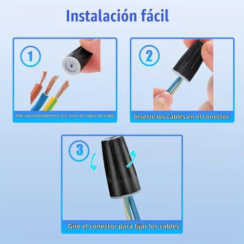 Vista 4 de 50 piezas de conectores de cable eléctrico impermeables, tapas de tuercas de torsión impermeables para exteriores, conector de terminal de cable
