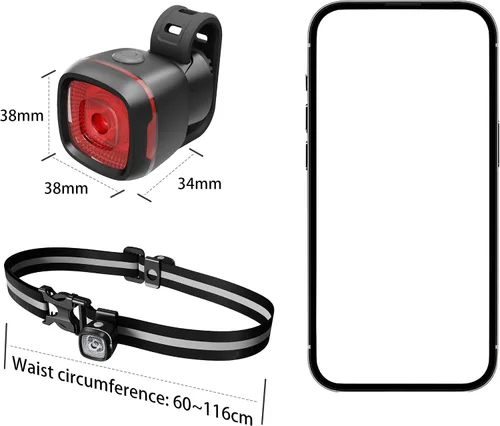 Vista 9 de Luz de bicicleta impermeable IPX6, con 5 + 5 modos, impermeable, tipo C, para montar por la noche, luces de bicicleta de larga vida útil de 17 horas