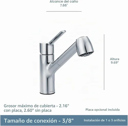 Vista 3 de Moen Method Grifo de cocina moderno de una manija extraíble con limpieza eléctrica, cromado, 7585C Cromo